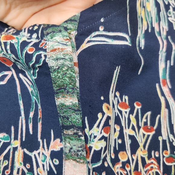 Neeru Kumar Artsy Floral Abstract Sleeveless Flowy Midi Dress Medium Boho Hippie - Picture 11 of 11